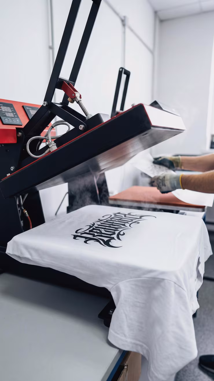 specialist works with heat press printing studio 636670 1418